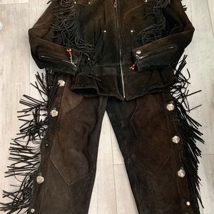 Harley-Davidson suede leather jacket and chaps set